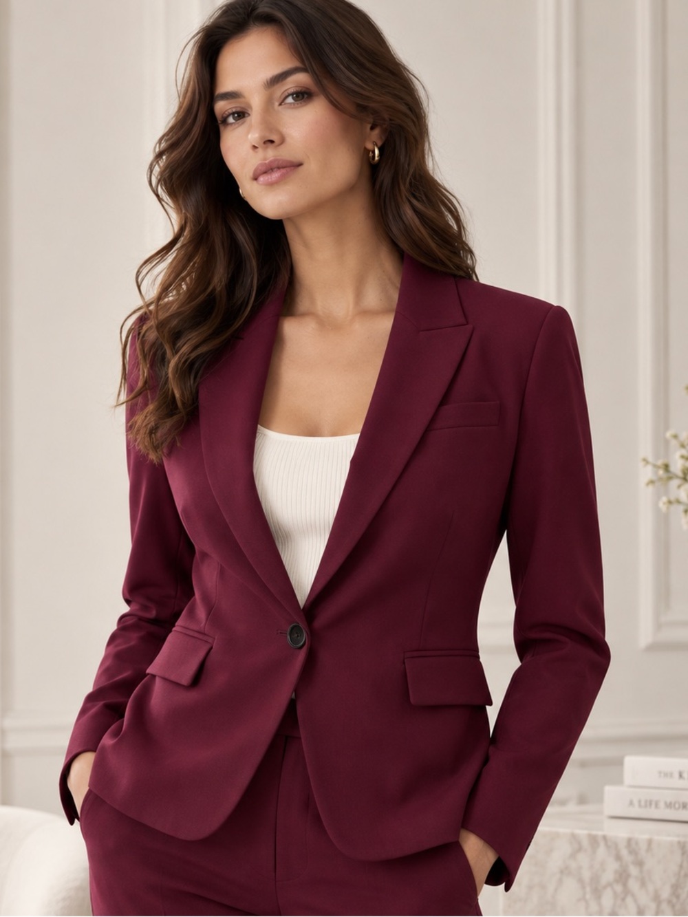 Banana Republic Sculpted Stretch Classic Blazer in Bright Wine NEW | size 6